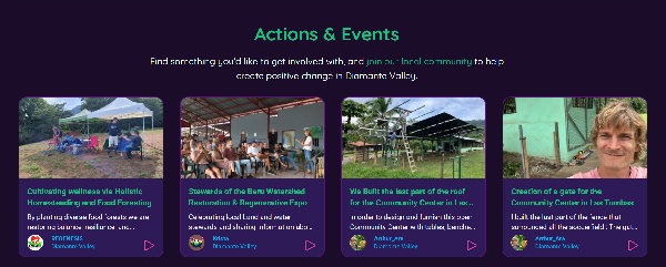Screenshot of Local Media Feed showing featured projects, events feed, and community updates