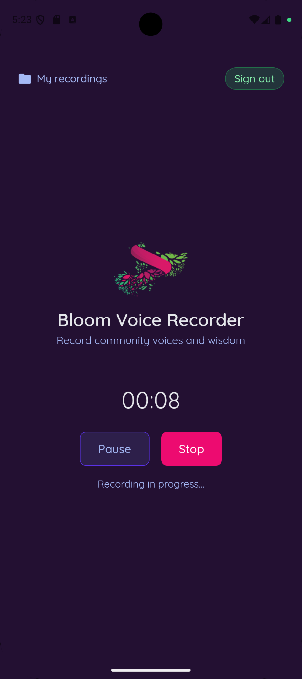 Bloom Voice Recorder screenshot 2