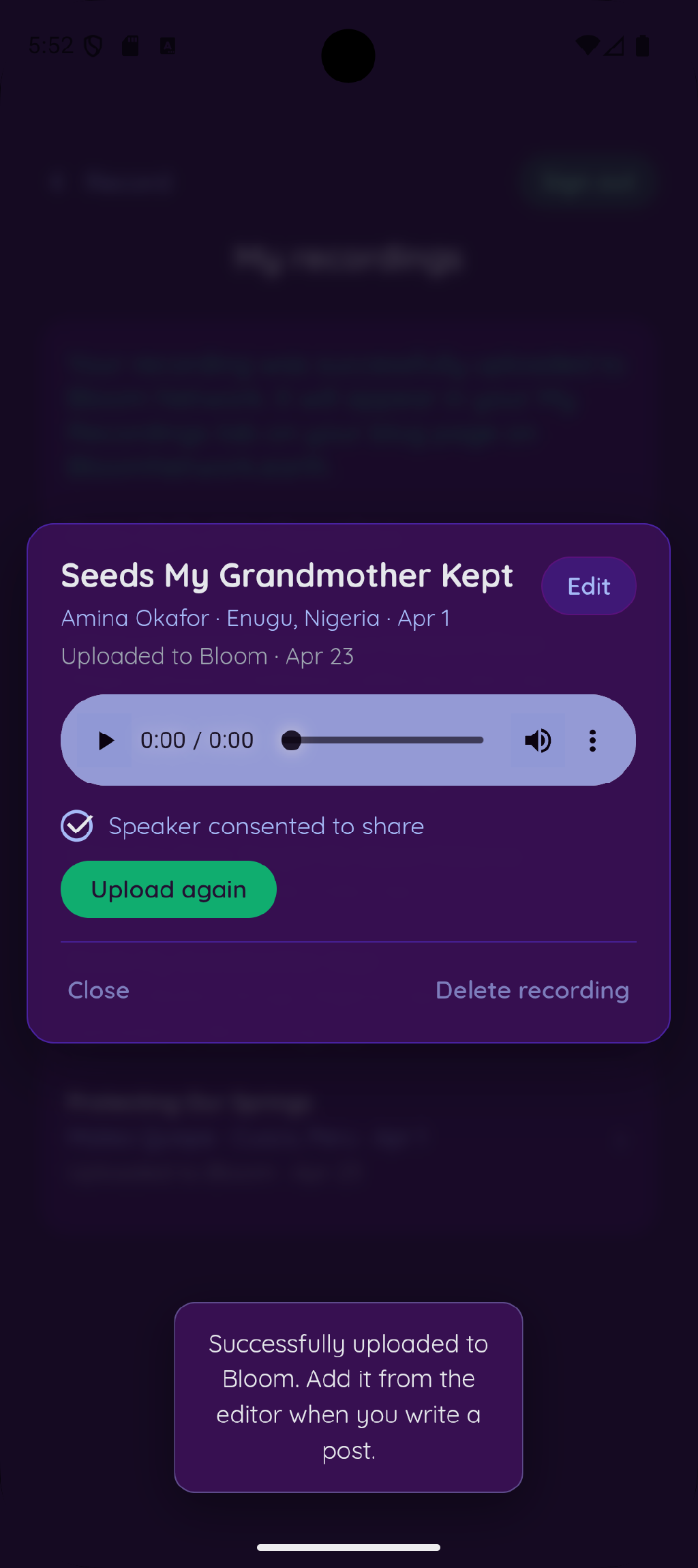 Bloom Voice Recorder screenshot 5